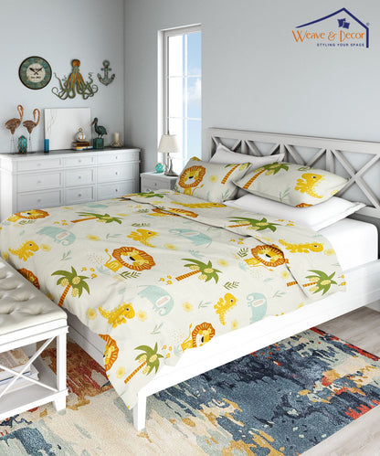Wild Adventures King Size Bedsheet With 2 Pillow Cover