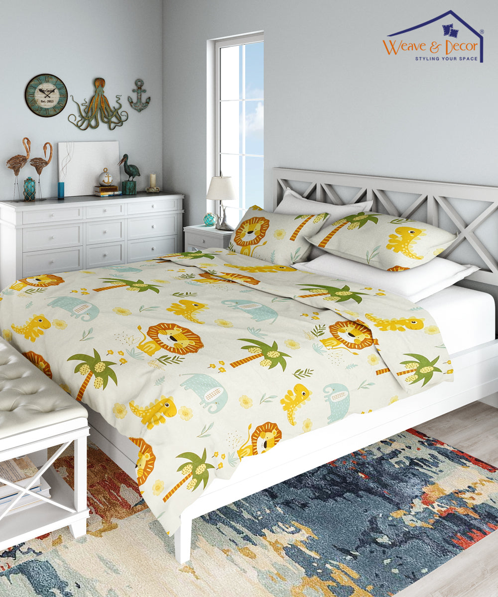 Wild Adventures Comforter Set With Bedsheet- 4 Pc