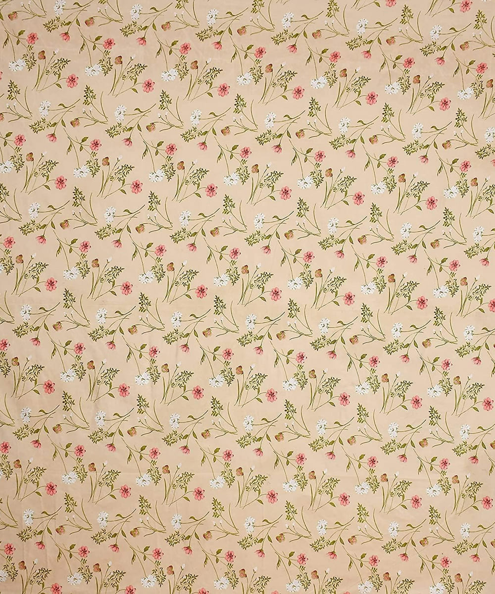 Cream floral flat bedsheet