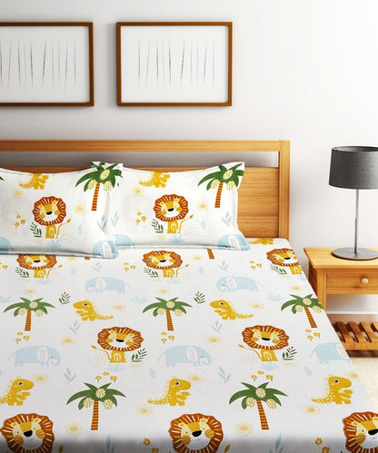 Wild Adventures King Size Bedsheet With 2 Pillow Cover