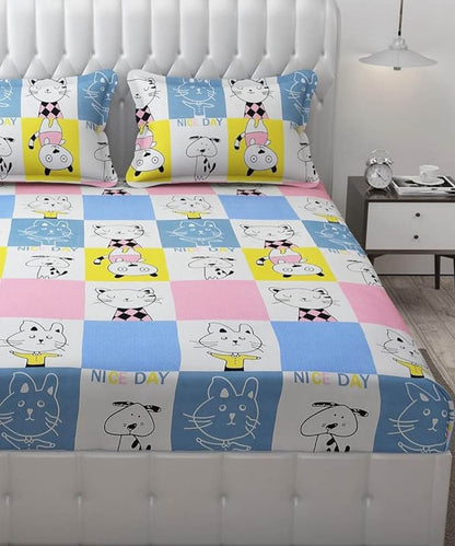 Furry Playmates King Fitted Bedsheet With 2 Pillow Covers
