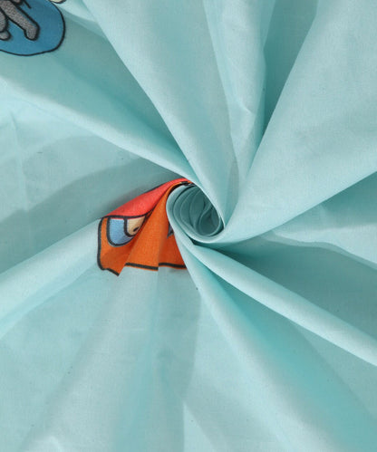 Blue Kids King Fitted Bedsheet With 2 Pillow Covers