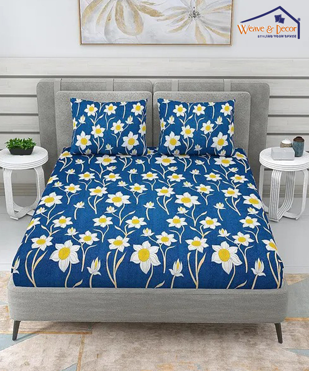 Blue Floral 350GSM Double Bed Comforter