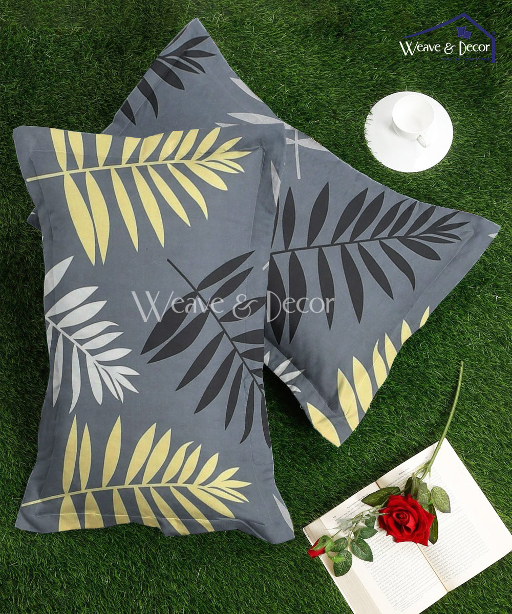 Grey Floral Pillow Cover Set of 2