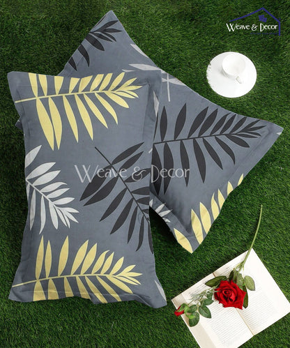Grey Floral Pillow Cover Set of 2