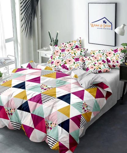 Multi Color Triangle 350GSM Double Bed Comforter