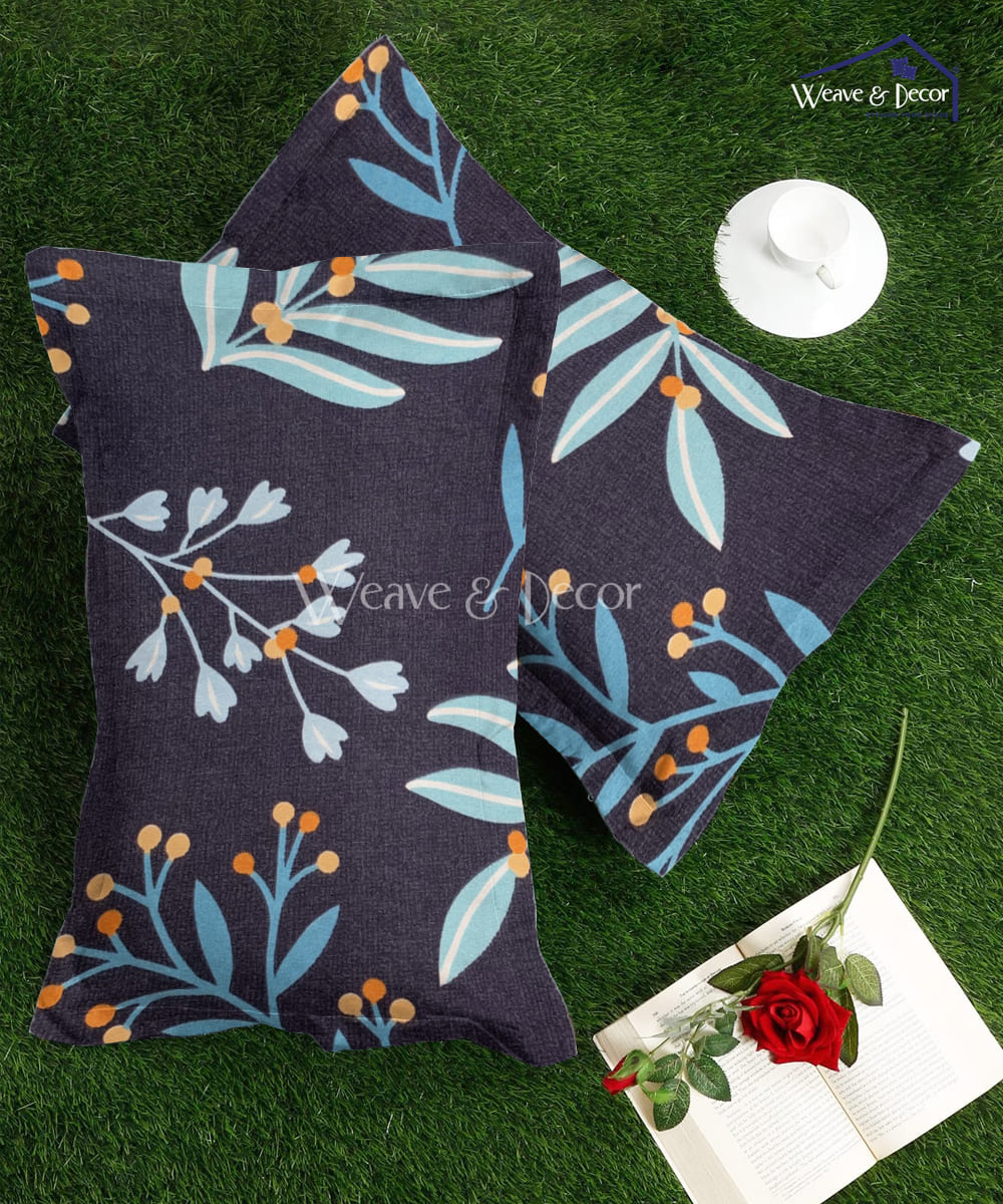 Blue Floral Pillow Cover Set of 2