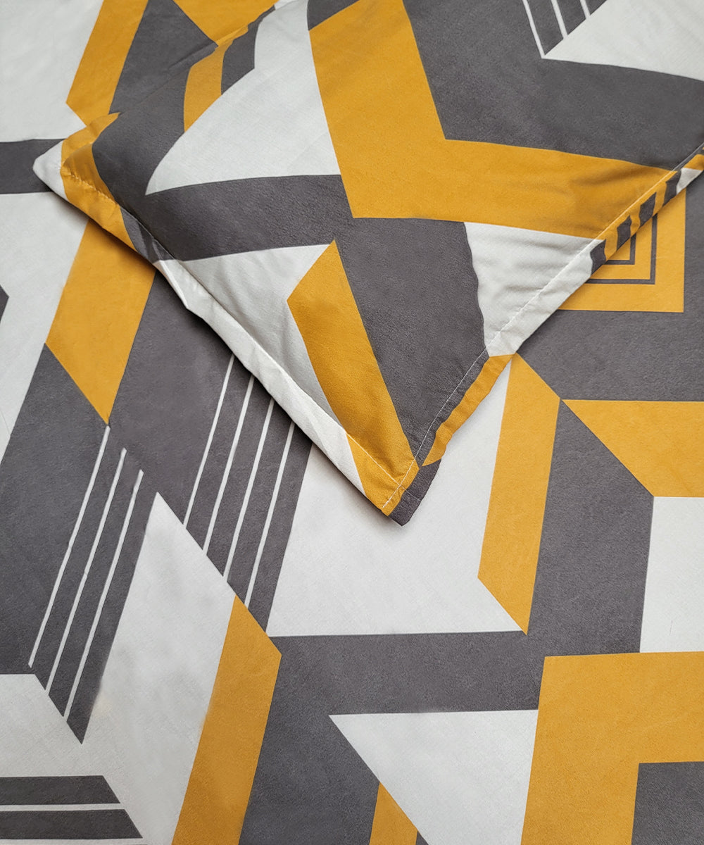 Multicolor Geometric Single Fitted Bedsheet With 1 Pillow Cover