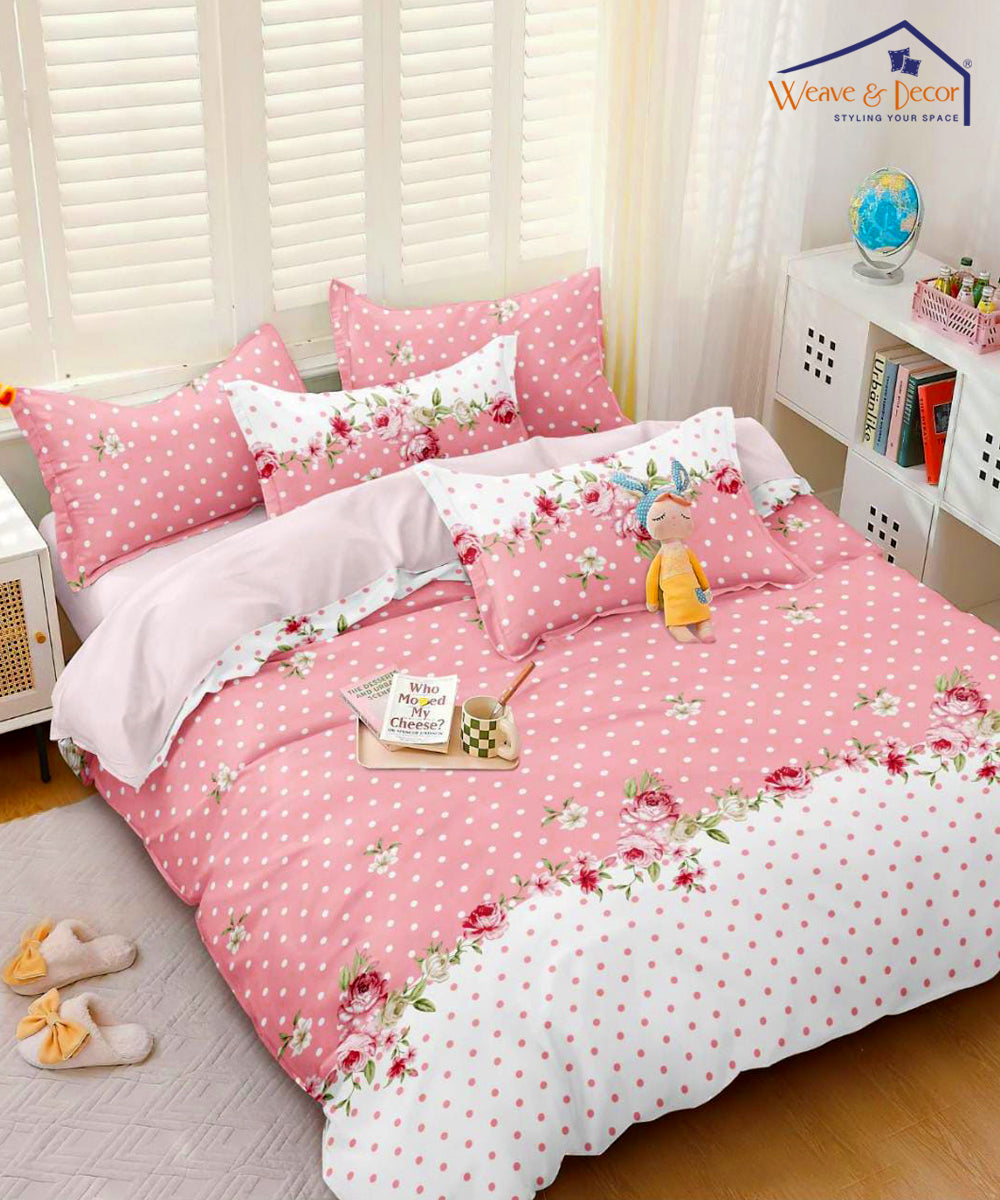 Pink & White Floral 350GSM Double Bed Comforter