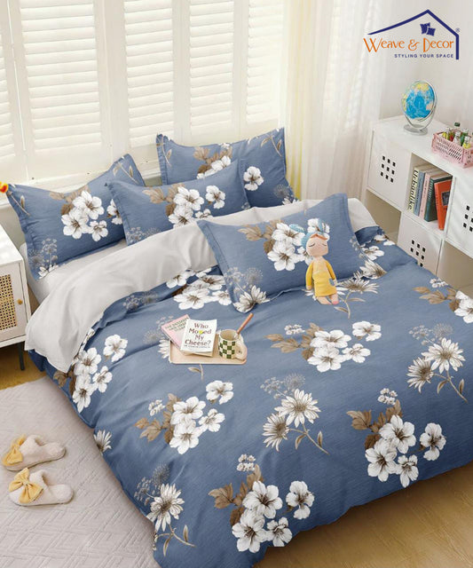 Blueish Grey Floral350GSM Double Bed Comforter