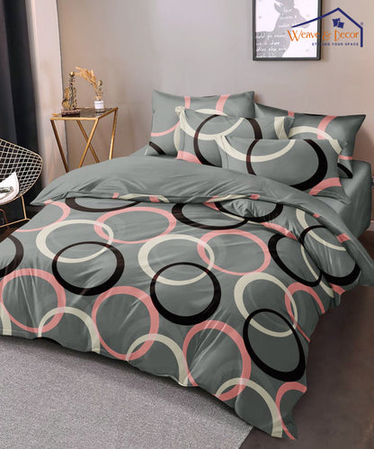 Grey Circle Double Bedsheet With 2 Pillow Covers