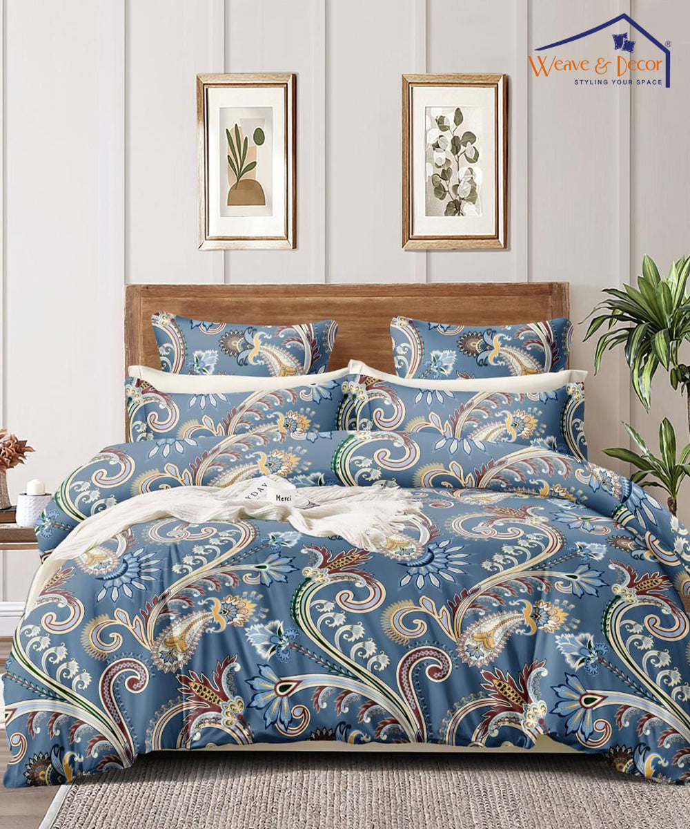 Blue Blossom Single Bedsheet With 1 Pillow Cover