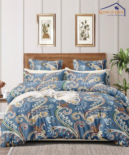 Blue Blossom Double Bedsheet With 2 Pillow Cover