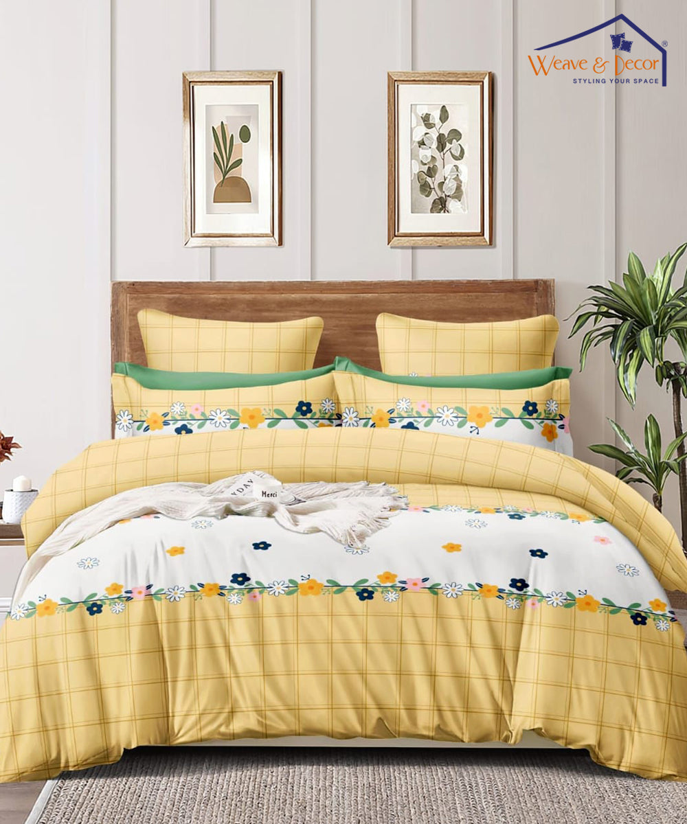 Peach & Grey Queen Fitted Bedsheet With 2 Pillow Covers