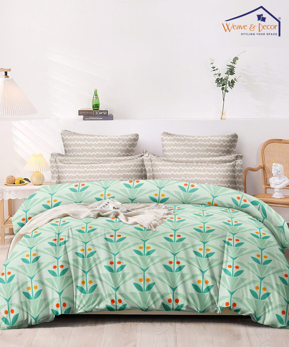 Green Floral 350GSM Single Bed Comforter