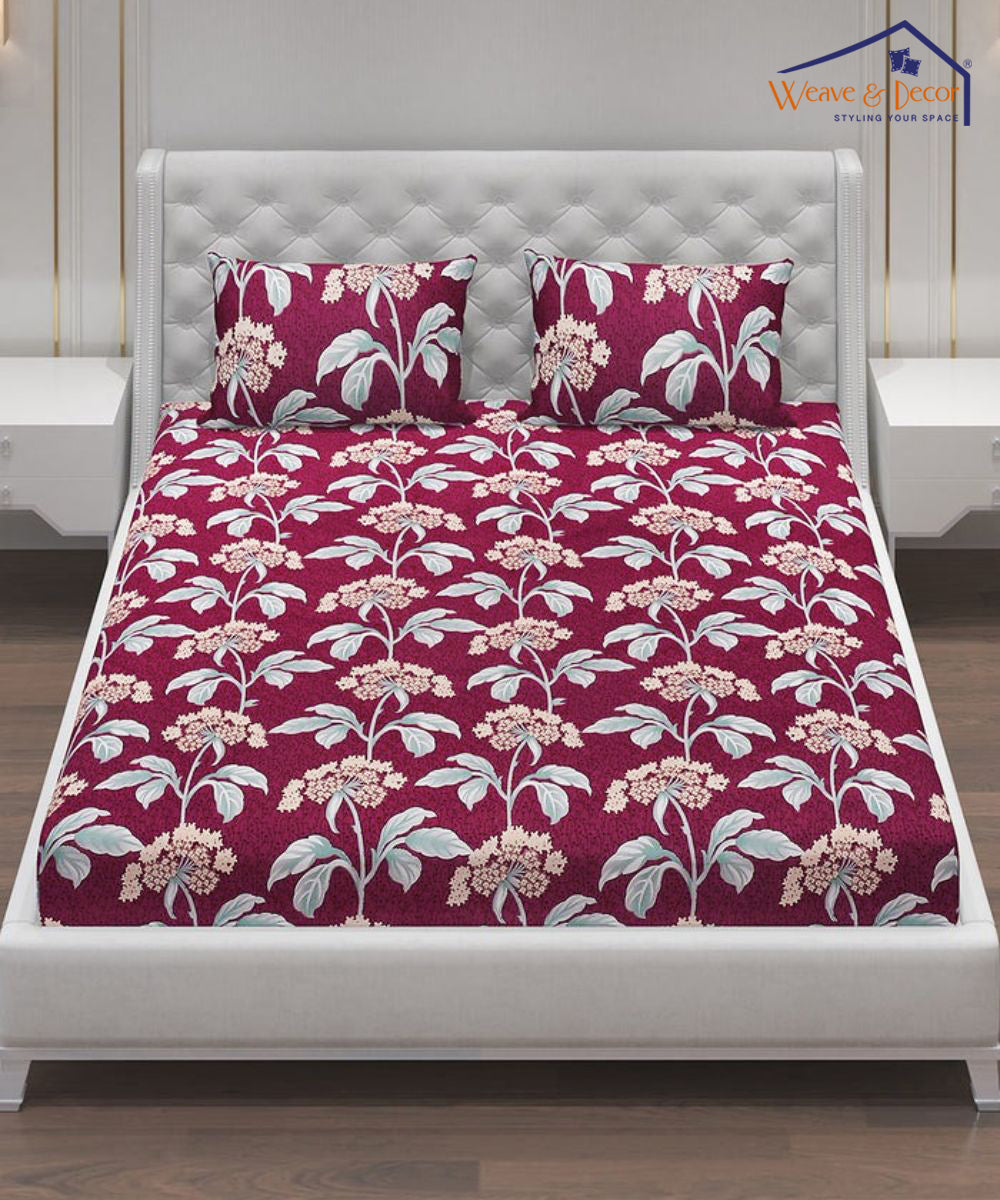 The Floral House Single Fitted Bedsheet With 1 Pillow Cover