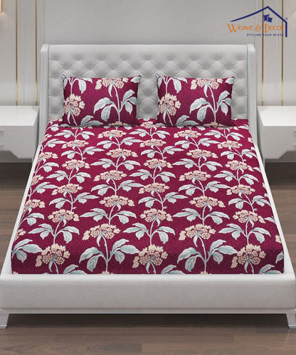 The Floral House Single Fitted Bedsheet With 1 Pillow Cover