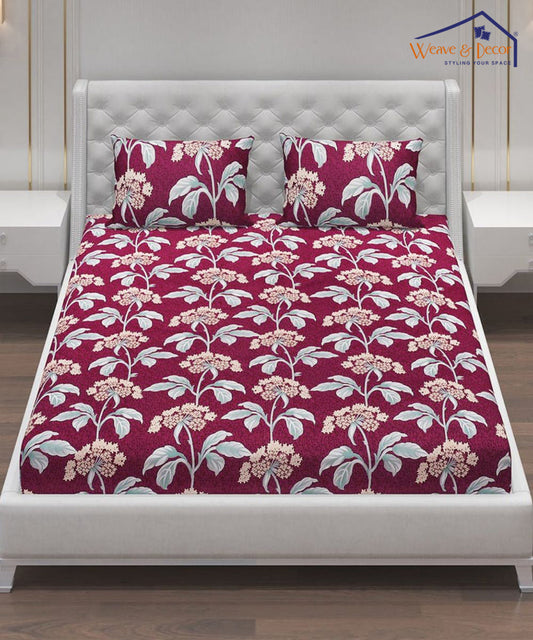 The Floral House Single Fitted Bedsheet With 1 Pillow Cover