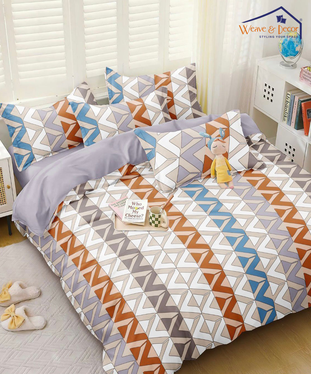 Triangles Tango King Fitted Bedsheet With 2 Pillow Covers