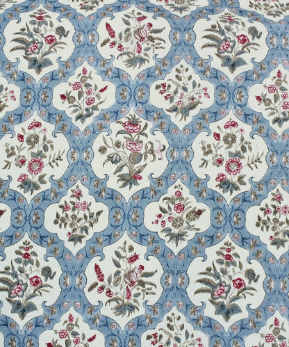 Blue Ethnic Single Fitted Bedsheet With 1 Pillow Cover