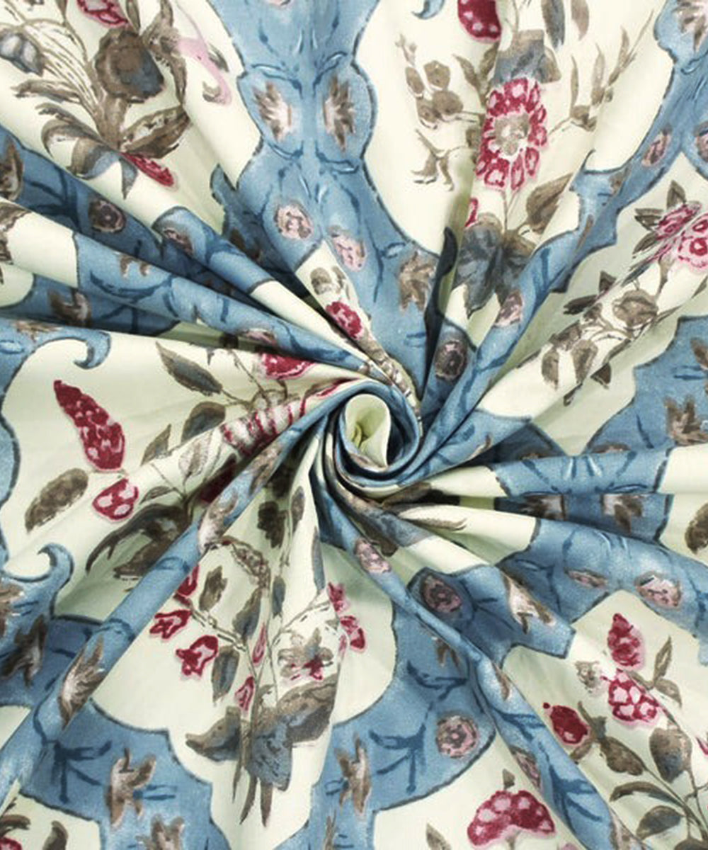 Blue Ethnic Single Fitted Bedsheet With 1 Pillow Cover