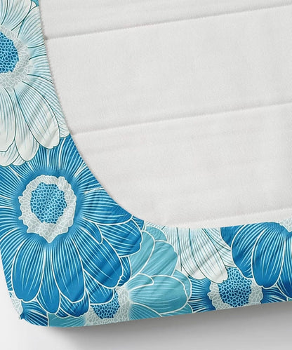 Blue Flora Single Fitted Bedsheet With 1 Pillow Cover