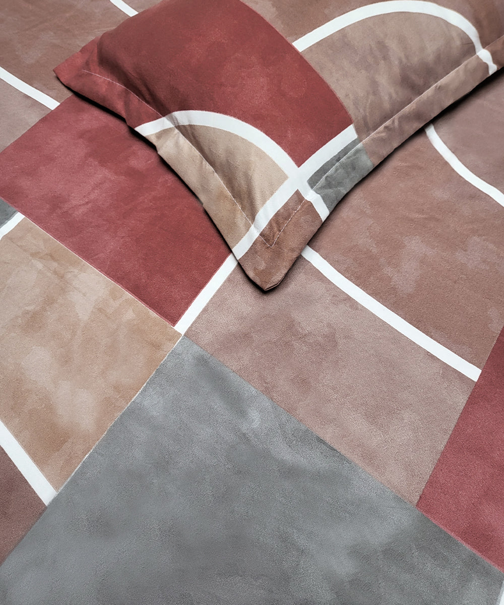 Vintage Grid Single Fitted Bedsheet With 1 Pillow Cover