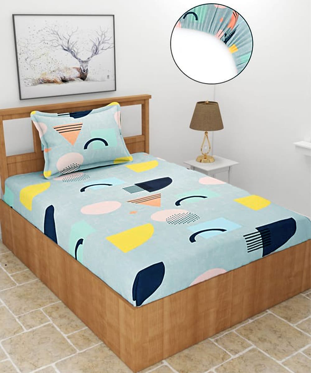 Retro Vibe Single Fitted Bedsheet With 1 Pillow Cover