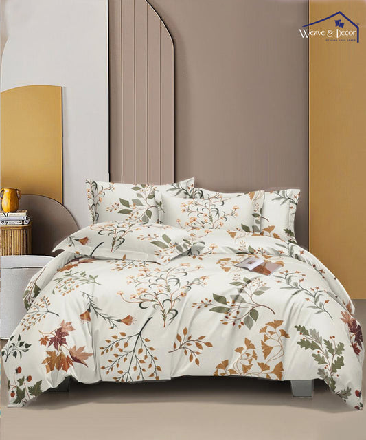Autumn Breeze Queen Fitted Bedsheet With 2 Pillow Covers