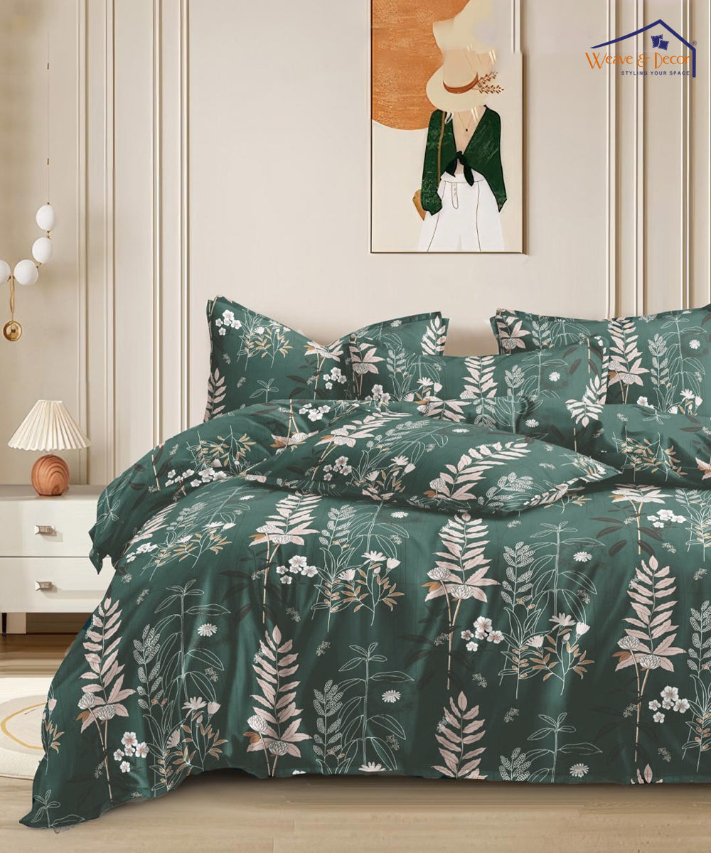 Emerald Forest Charm Flat Double Bedsheet With 2 Pillow Covers