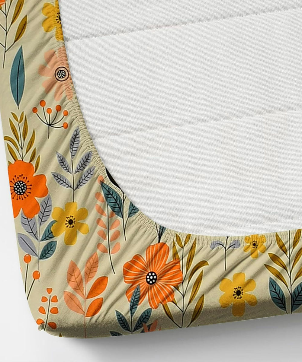 Nature's Whimsy King Fitted Bedsheet With 2 Pillow Covers