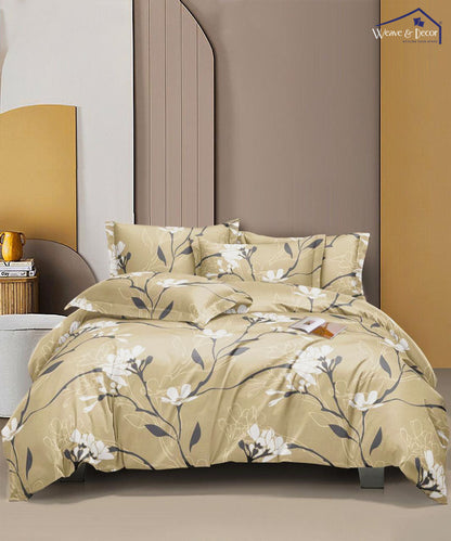 Golden Bloom   Single Bedsheet With 1 Pillow Cover