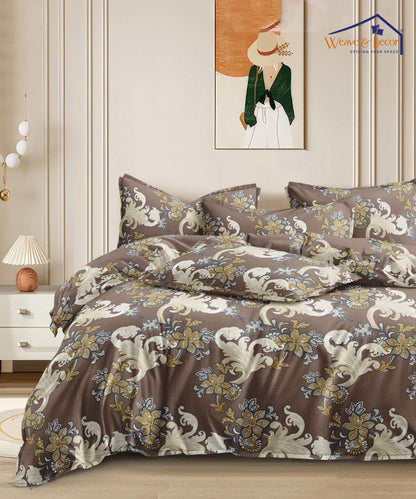Swirl Floral Flat Double Bedsheet With 2 Pillow Covers