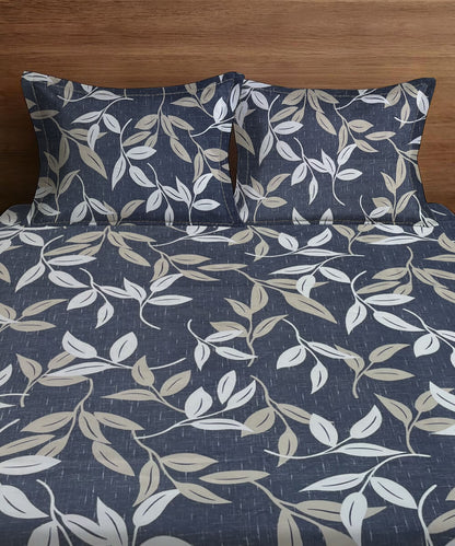 Golden Leaf whisper Super King Fitted Bedsheet With 2 Pillow Covers