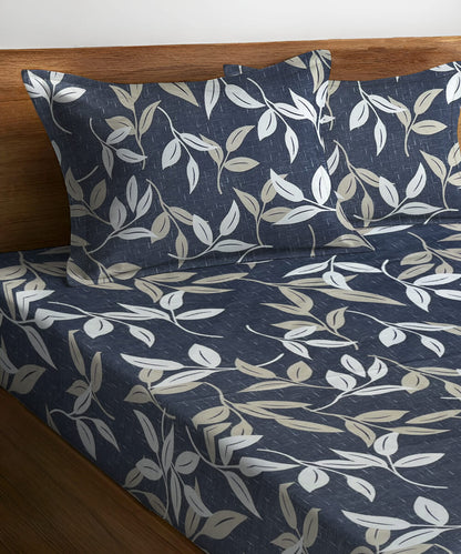 Golden Leaf whisper King Size Bedsheet With 2 Pillow Cover