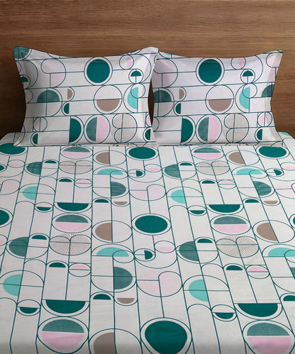 Modern Rounds King Fitted Bedsheet With 2 Pillow Covers