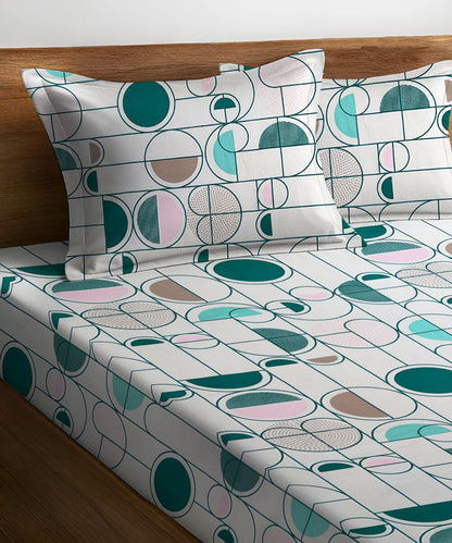 Modern Rounds Single Bedsheet With 1 Pillow Cover