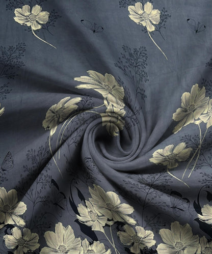 Graphite Garden Flat Double Bedsheet With 2 Pillow Covers