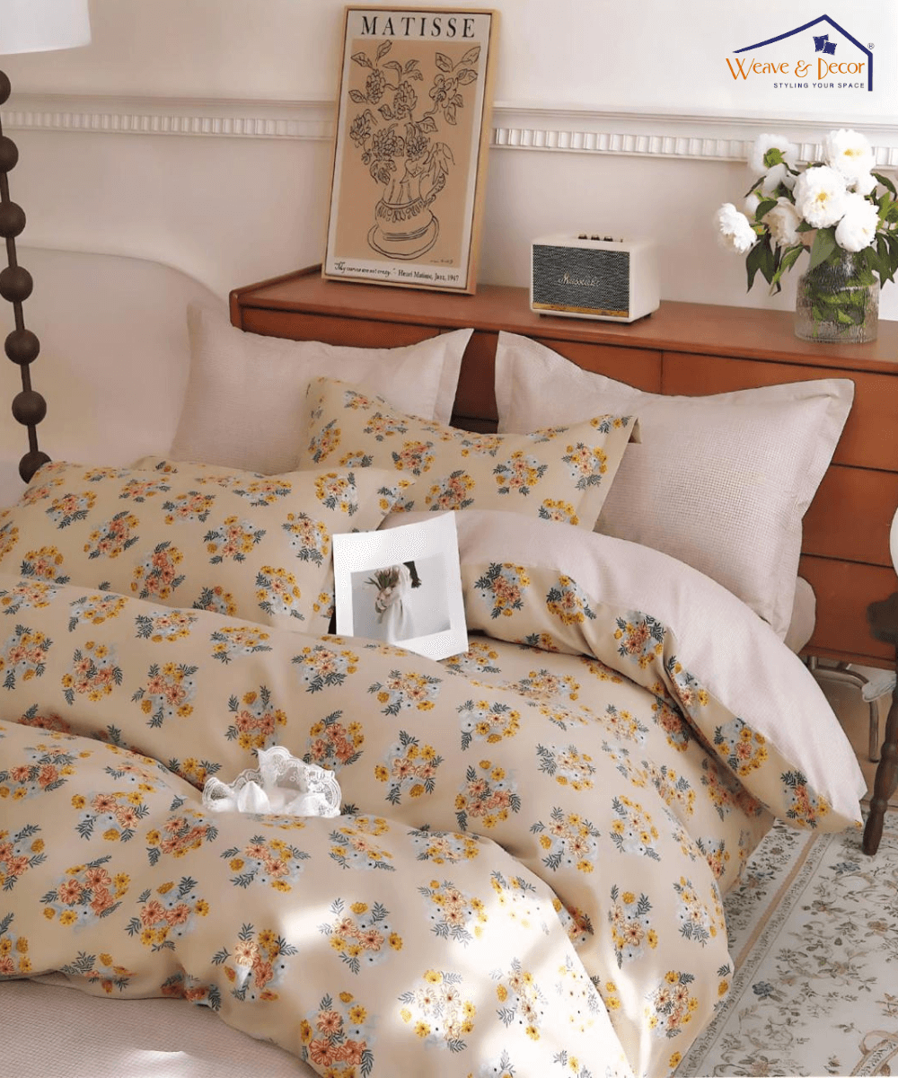 French Garden   Queen Fitted Bedsheet With 2 Pillow Covers