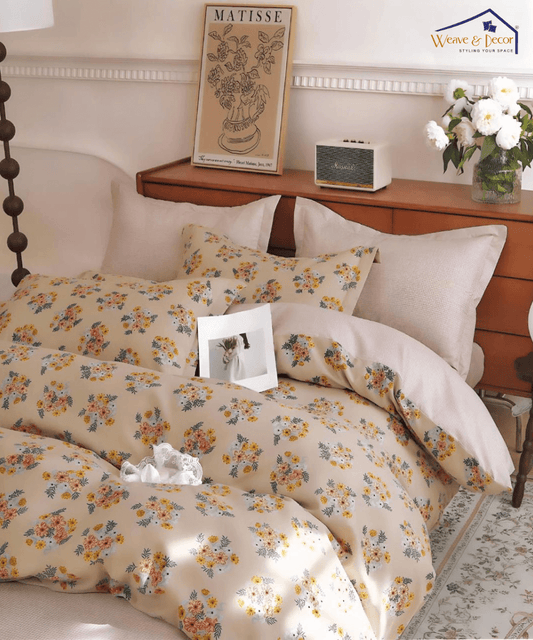 French Garden  Fitted Bedsheet With Pillow Cover