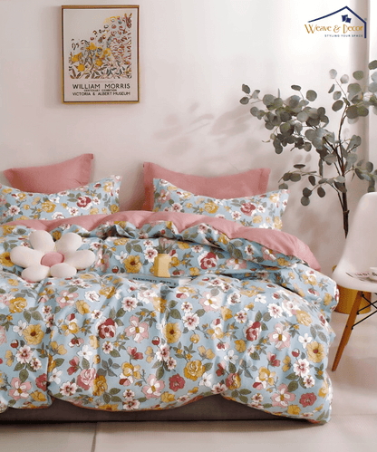 Serene Spring  King Fitted Bedsheet With 2 Pillow Covers