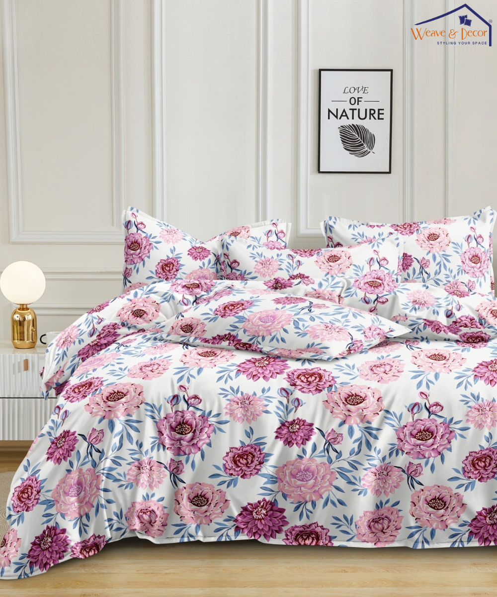 Floral CharmKing Size Bedsheet With 2 Pillow Cover