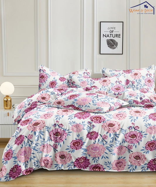 Floral CharmKing Size Bedsheet With 2 Pillow Cover