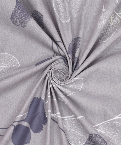 Grey Leaves King Size Bedsheet With 2 Pillow Covers
