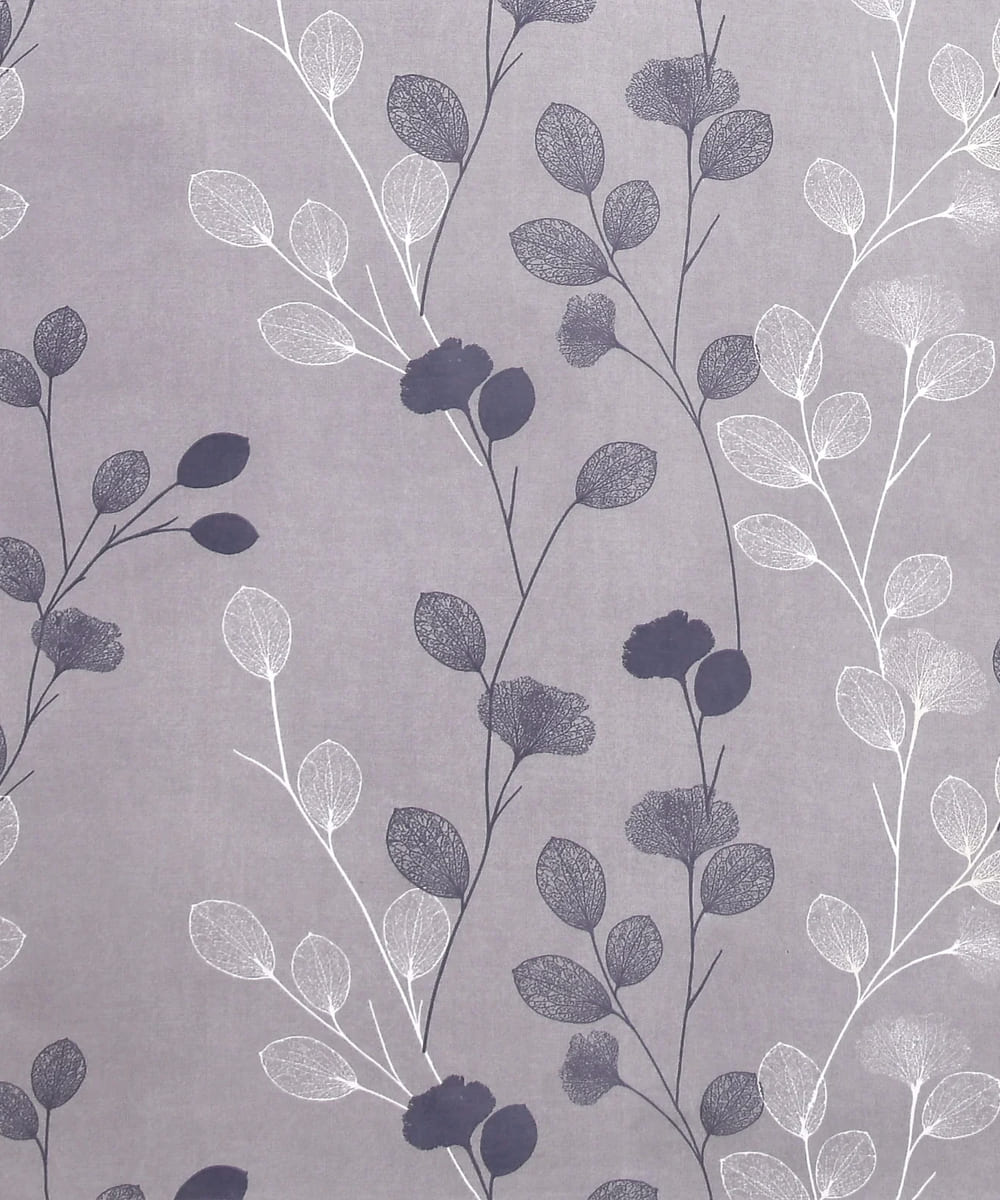Grey Leaves King Size Bedsheet With 2 Pillow Covers