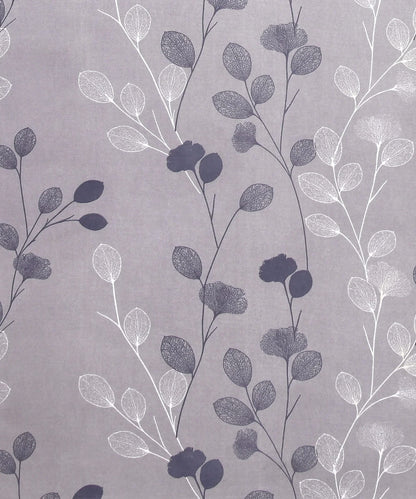 Grey Leaves King Size Bedsheet With 2 Pillow Covers