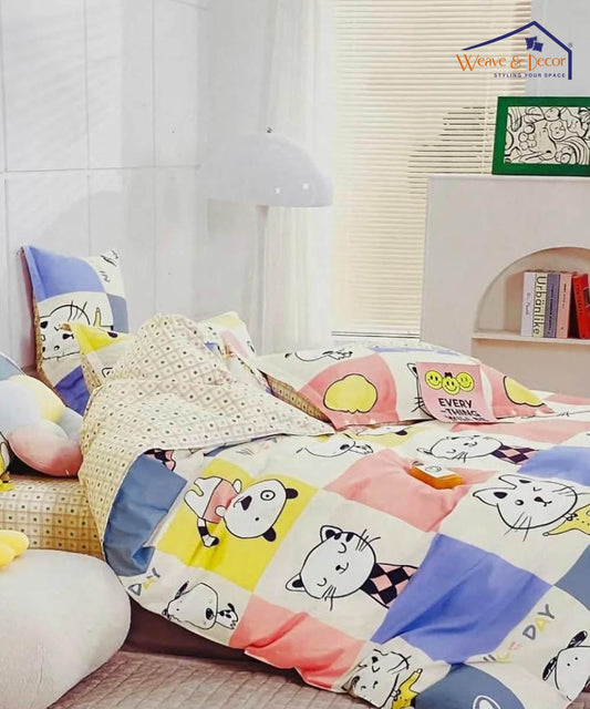 Furry Playmates King Fitted Bedsheet With 2 Pillow Covers