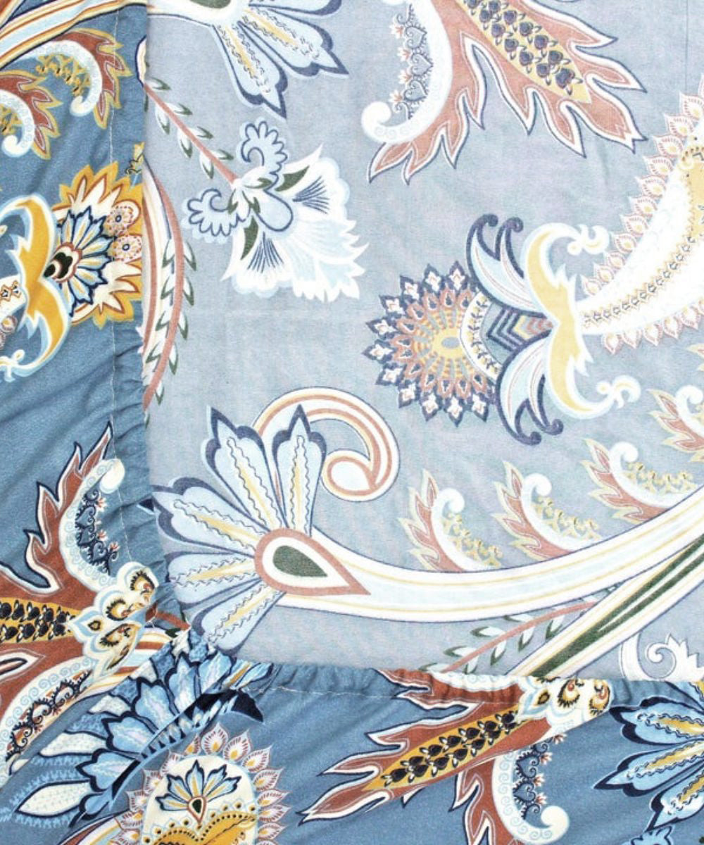 Blue Blossom King Fitted Bedsheet With 2 Pillow Covers