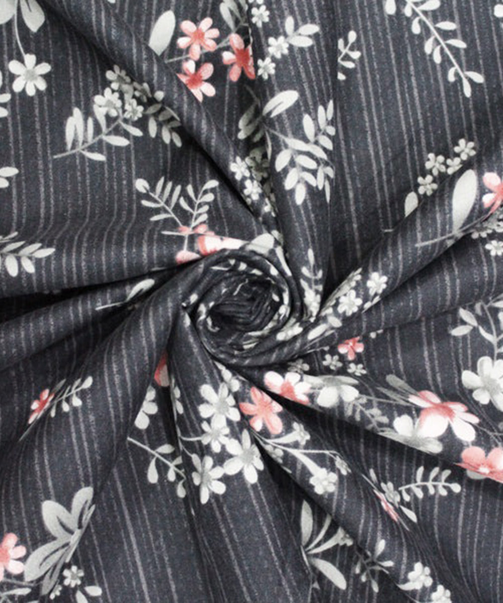 Charcoal Blossom  Queen Fitted Bedsheet With 2 Pillow Covers