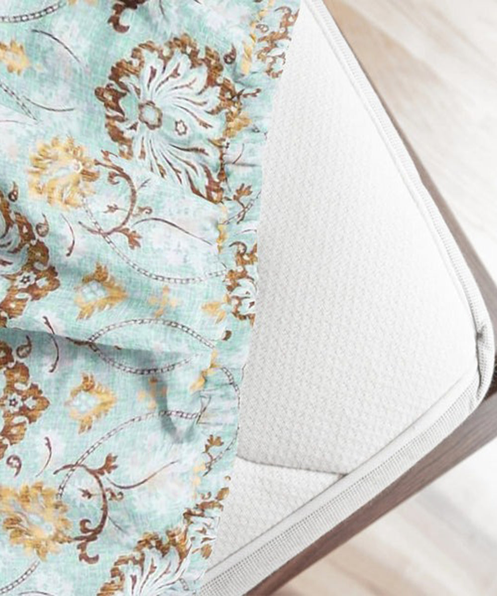 Ethnic Print  Queen Fitted Bedsheet With 2 Pillow Covers